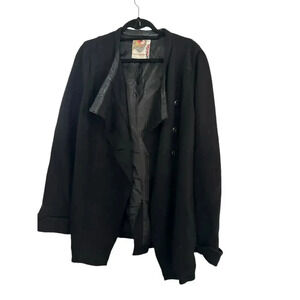 Free People Black Wool Blend Button Front Asymmetrical Coat Size 10